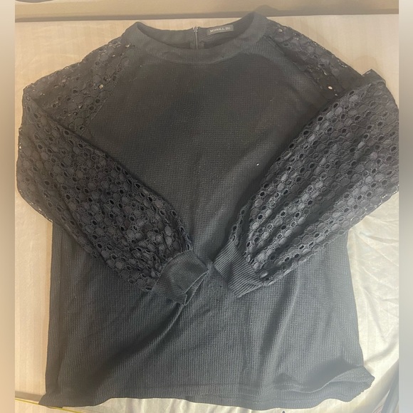 Womens Black Long Lace Sleeve Top size XXL - Picture 4 of 8